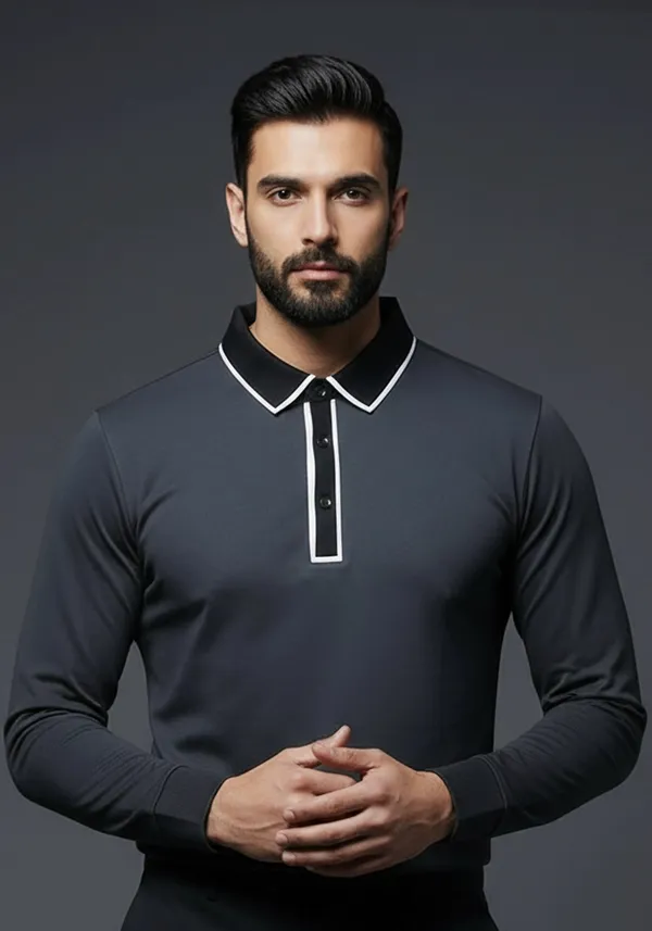 Black_Classic_Full_Sleeve_Shiny_Lustra_Cotton_Polo_T_Shirt_For_Men