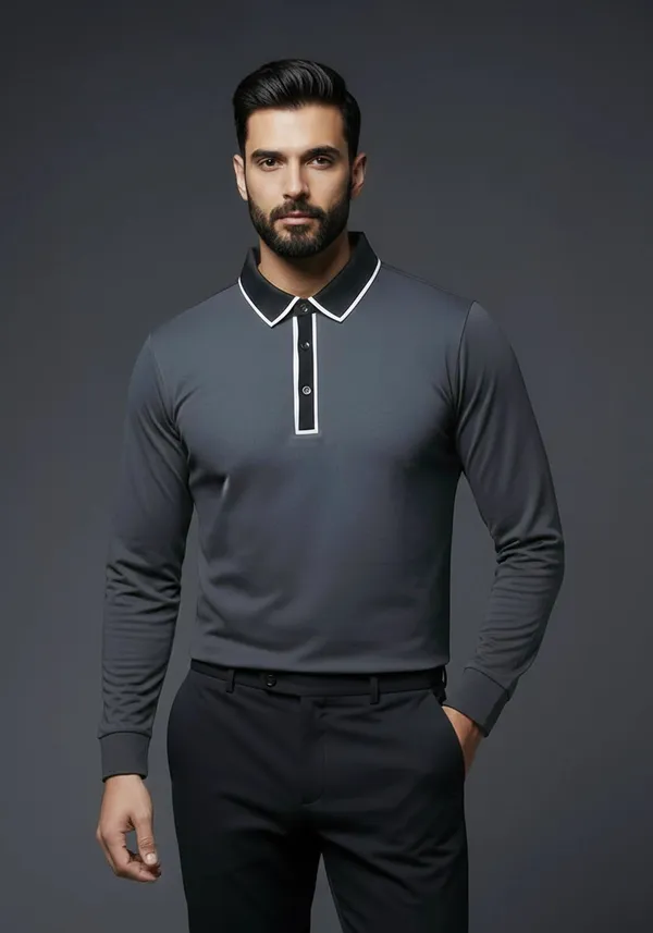 Grey_Classic_Full_Sleeve_Charcoal_Lustra_Cotton_Polo_T_Shirt_For_Men