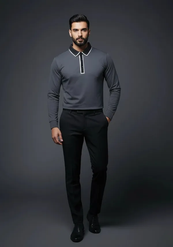 Grey_Classic_Full_Sleeve_Charcoal_Lustra_Cotton_Polo_T_Shirt_For_Men