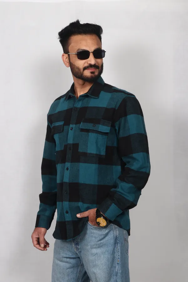 Blue_And_Black_Cotton_Premium_Shirt_For_Men