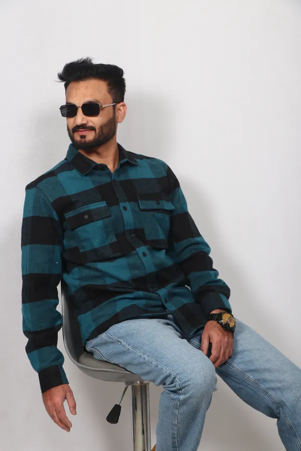 Blue_And_Black_Cotton_Premium_Shirt_For_Men
