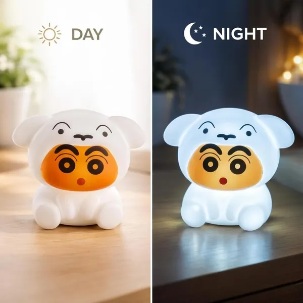 White_Decor_Led_Night_Light,_Shinchan_Character_Design,_Soft_Bpa_Free_Silicone,_Portable_Nursery_Lamp,_10X9.5_Cm,_Indoor_Kids_Room_Decor_(Set_Of_2)