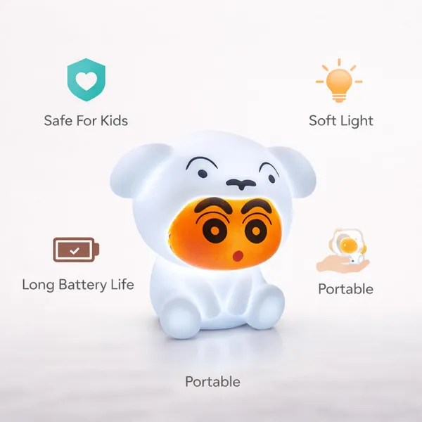 White_Decor_Led_Night_Light,_Shinchan_Character_Design,_Soft_Bpa_Free_Silicone,_Portable_Nursery_Lamp,_10X9.5_Cm,_Indoor_Kids_Room_Decor_(Set_Of_2)