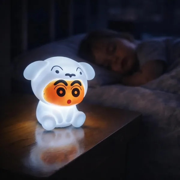 White_Decor_Led_Night_Light,_Shinchan_Character_Design,_Soft_Bpa_Free_Silicone,_Portable_Nursery_Lamp,_10X9.5_Cm,_Indoor_Kids_Room_Decor_(Set_Of_2)