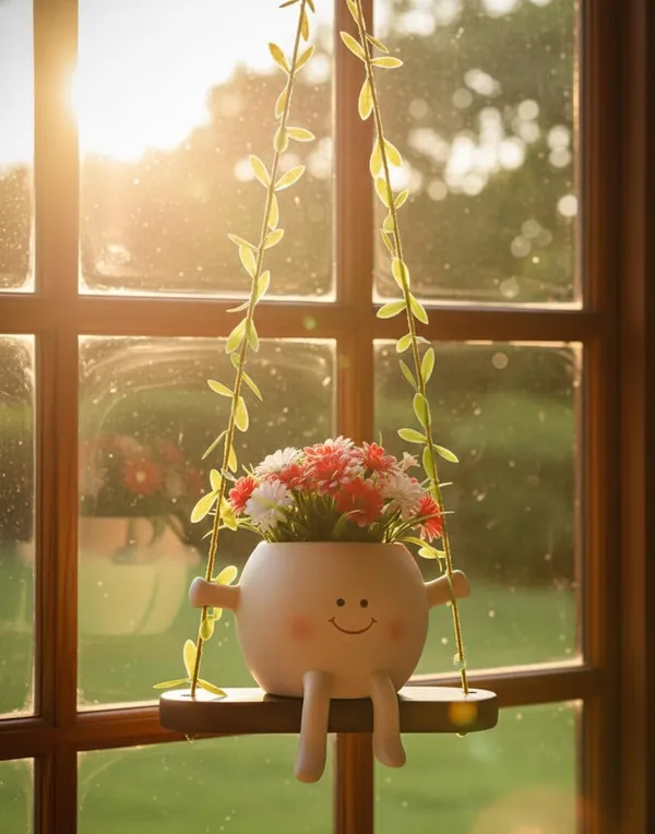 Multicolor_Adorable_Ceramic_Cute_Character_Succulent_Hanging_Planter_Pot,_Decorative_Resin_Plant_Holder,_Decorative_Swing_Shelf,_Indoor_Home_Office_Desk_Decor,_Artificial_Flower_Arrangement,_Flowers_Not_Included