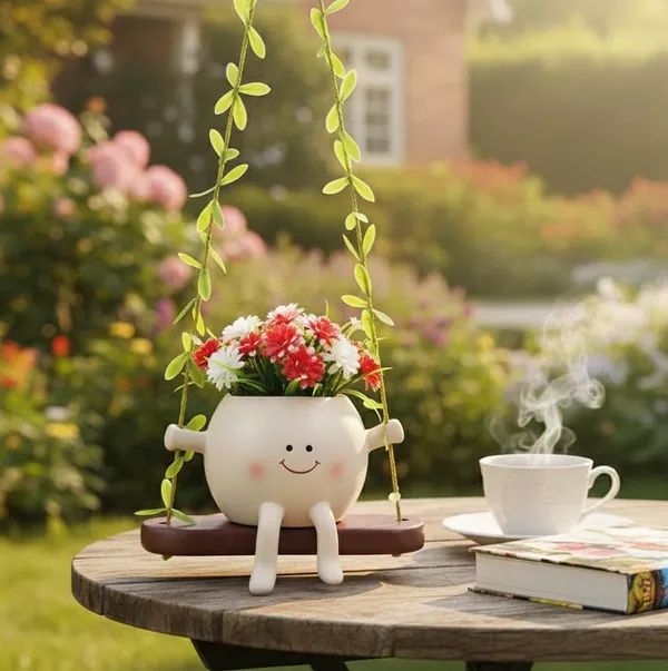Multicolor_Adorable_Ceramic_Cute_Character_Succulent_Hanging_Planter_Pot,_Decorative_Resin_Plant_Holder,_Decorative_Swing_Shelf,_Indoor_Home_Office_Desk_Decor,_Artificial_Flower_Arrangement,_Flowers_Not_Included