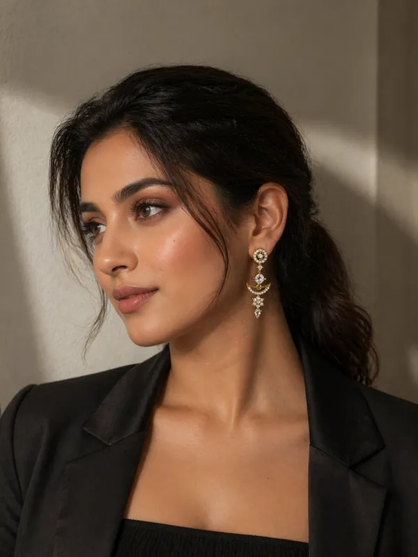 White_AD_Stone_Anchor_Style_Drop_Earrings_�_Gold_Plated_Elegant_Dangler_Earrings_for_Women