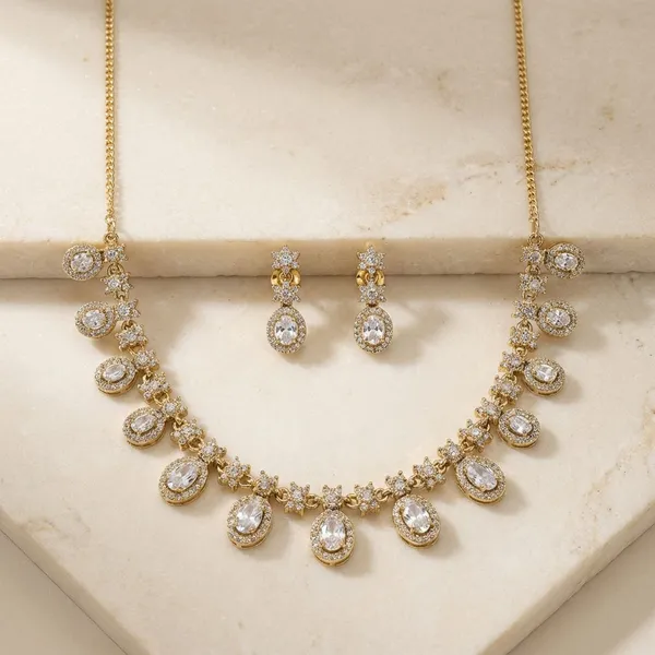 White_Copper_Premium_Metallic_Plating_Necklace_Set_For_Women