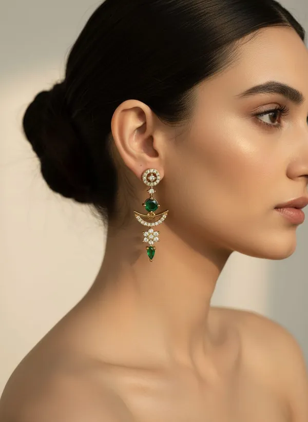 Anchor_Style_Gold-Plated_Emerald_Earrings