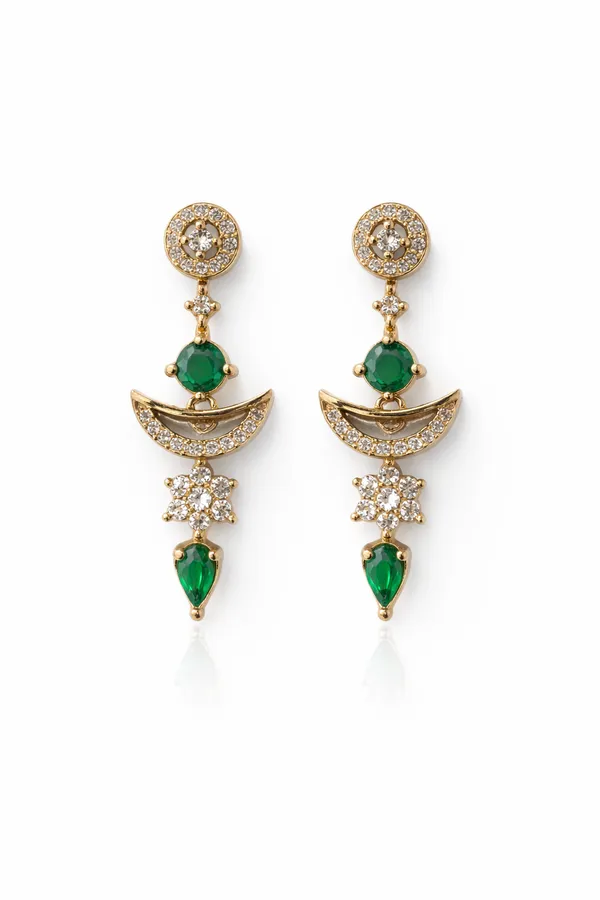 Anchor_Style_Gold-Plated_Emerald_Earrings