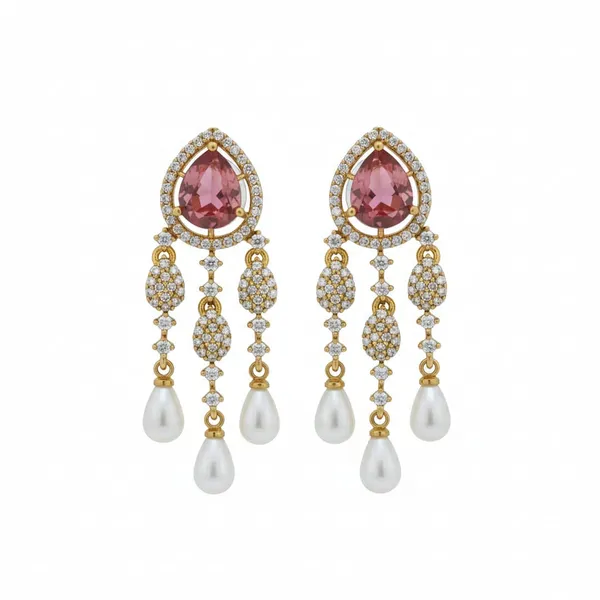 Partywear_Classic_Pink_AD_Pearl_Earring