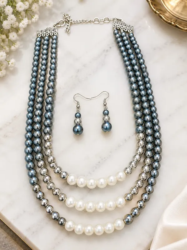 Silver_Look_Pearl_Beaded_Layered_Necklace_Set_with_Earrings