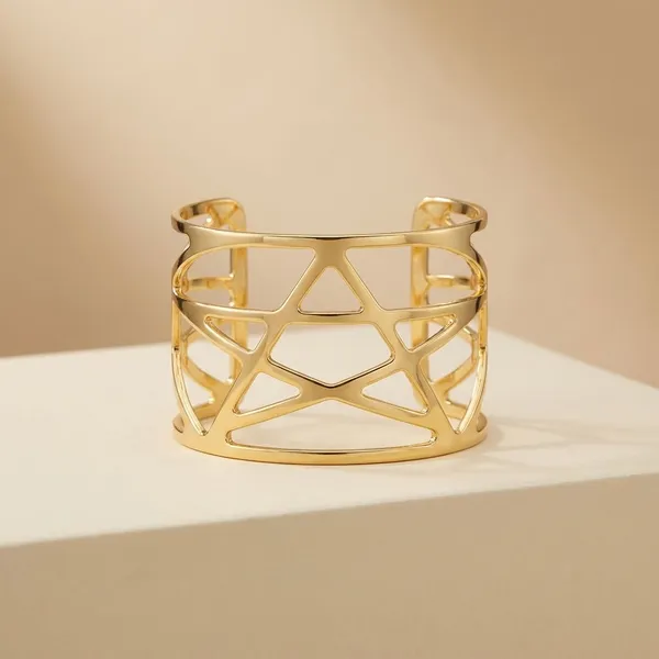 Golden_Stainless_Steel_Premium_Star_Handcuff_Bangle_For_Women
