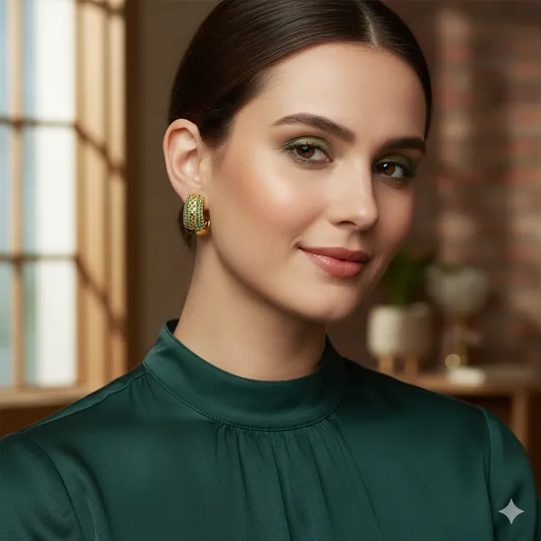 Green_Stainless_Steel_Premium_Classic_Pave_Earring_For_Women