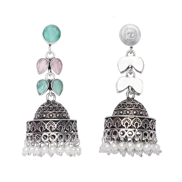 Mauve_Brass_Premium_Lilac_&_Forest_Leaf_Oxidised_Jhumka_For_Women