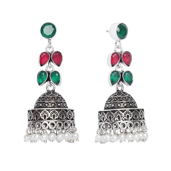 Oxidised_Pink_&_Green_Leaf_BeadssJhumka
