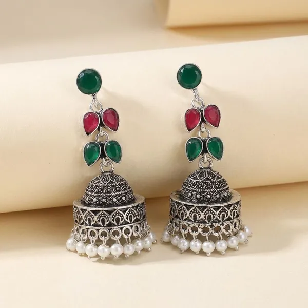 Oxidised_Pink_&_Green_Leaf_BeadssJhumka