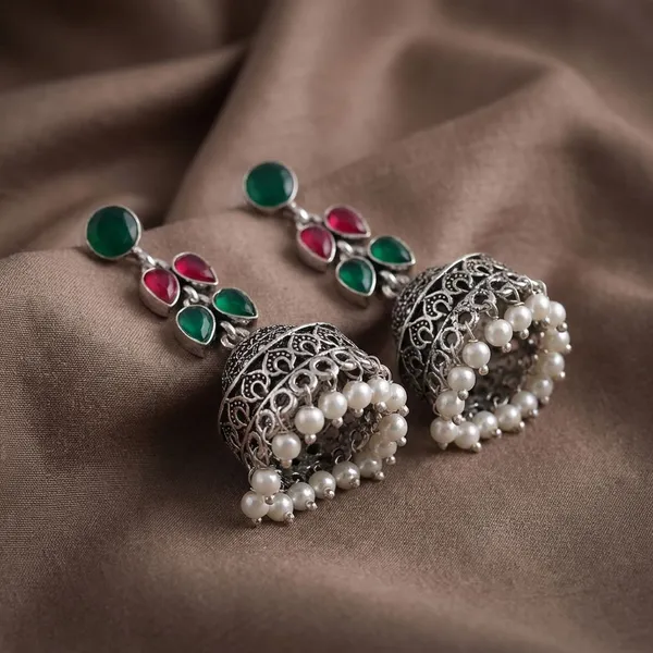 Oxidised_Pink_&_Green_Leaf_BeadssJhumka