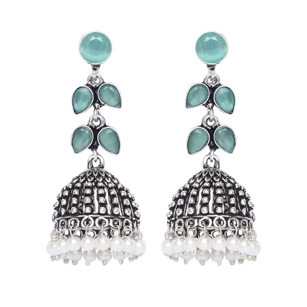 Silver_Brass_Premium_Oxidised_Leaf_Textured_Jhumka_For_Women