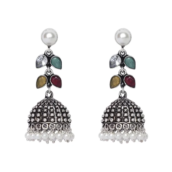 Silver_Brass_Premium_Textured_Jhumka_For_Women