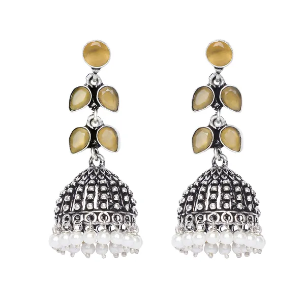 Silver_Brass_Premium_Oxidised_Leaf_Jhumka_For_Women