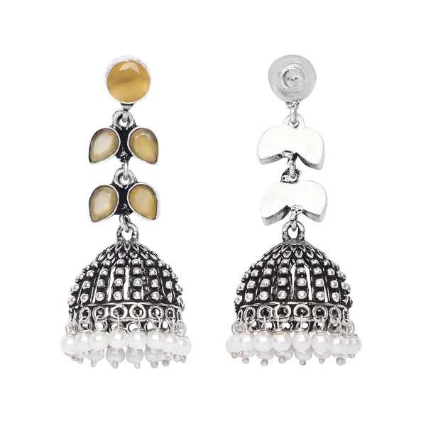 Silver_Brass_Premium_Oxidised_Leaf_Jhumka_For_Women