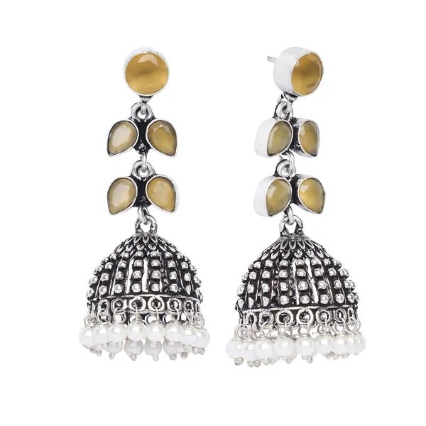 Silver_Brass_Premium_Oxidised_Leaf_Jhumka_For_Women