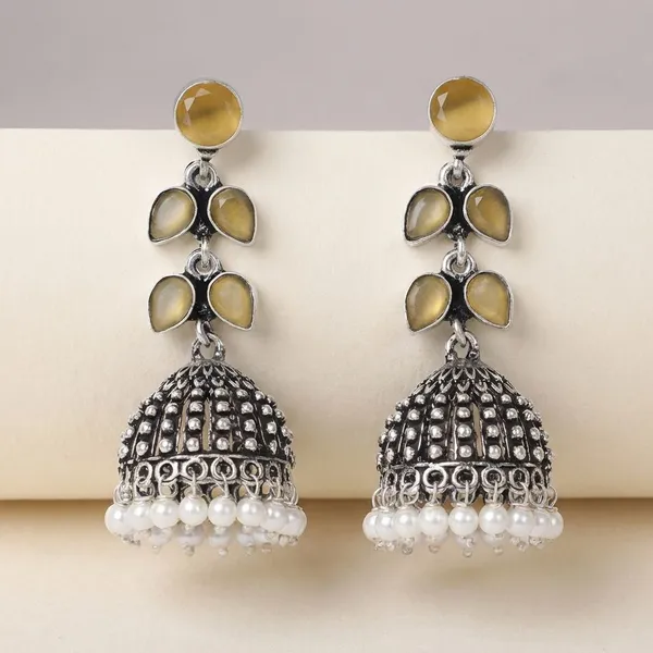 Silver_Brass_Premium_Oxidised_Leaf_Jhumka_For_Women