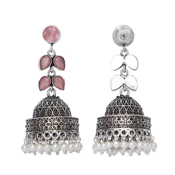 Silver_Brass_Premium_Mauve_Oxidised_Jhumka_For_Women