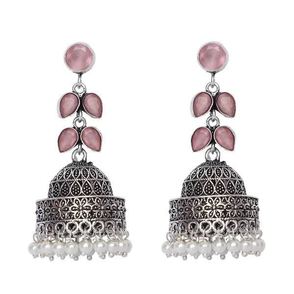 Silver_Brass_Premium_Mauve_Oxidised_Jhumka_For_Women