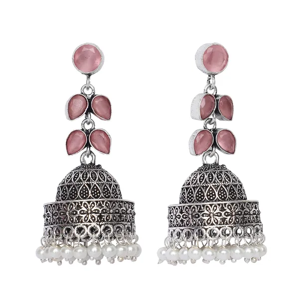 Silver_Brass_Premium_Mauve_Oxidised_Jhumka_For_Women