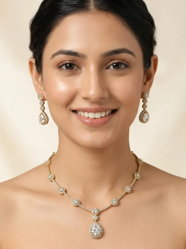 American_Diamond_White_Drop__Victorian_Necklace_Set
