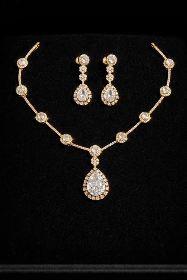 American_Diamond_White_Drop__Victorian_Necklace_Set