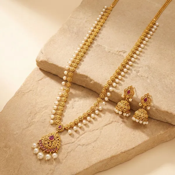 Golden_Copper_Premium_Plated_South_Indian_Long_Necklace_Set_For_Women