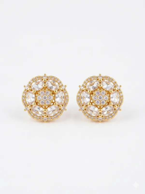 Elegant_Gold-Tone_Crystal_Floral_Stud_Earrings