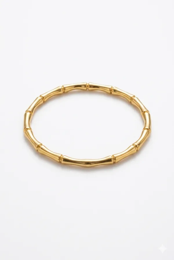 Bamboo_Style_Gold-Plated_Bangle_Bracelet_(Anti-Tarnish_Finish)