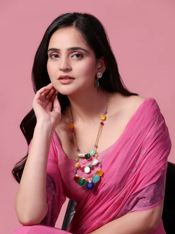 Multicolor_Brass_Plated_Onyx_Studded_Long_Necklace_Set_With_Earrings_For_Women