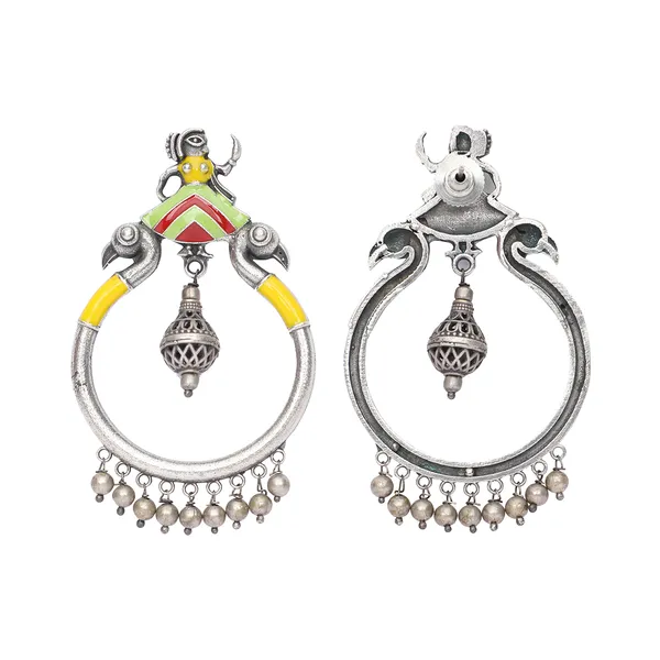 Silver_Plated_Round_Peacock_Stlye_Beads_Earrings