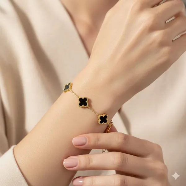 Black_Stainless_Steel_Premium_Floral_Chain_Bracelet_For_Women