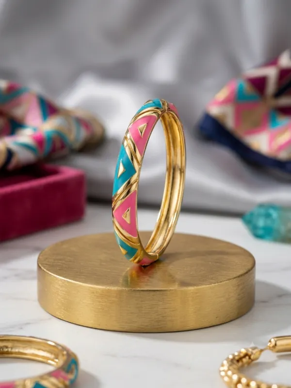 Stainless_Steel_Gold_Plated_Anti_Tarnish_Top_Open_Pink_&_SkyBlue_Bangle_Bracelet