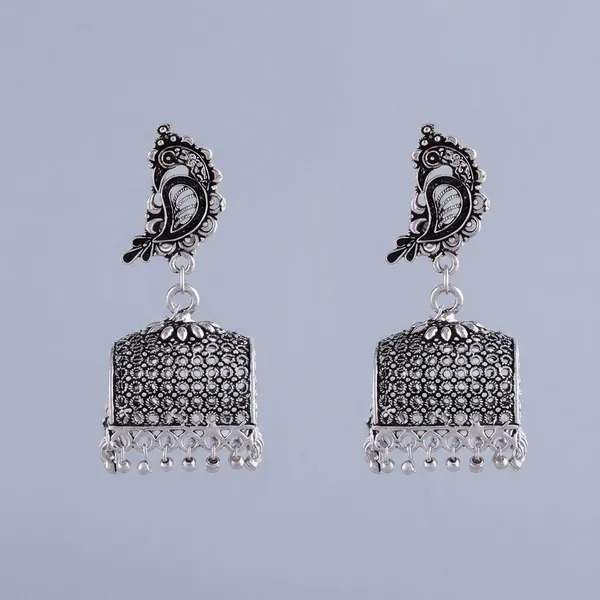 German_Silver_Premium_Oxidised_Peacock_Jhumka_For_Women