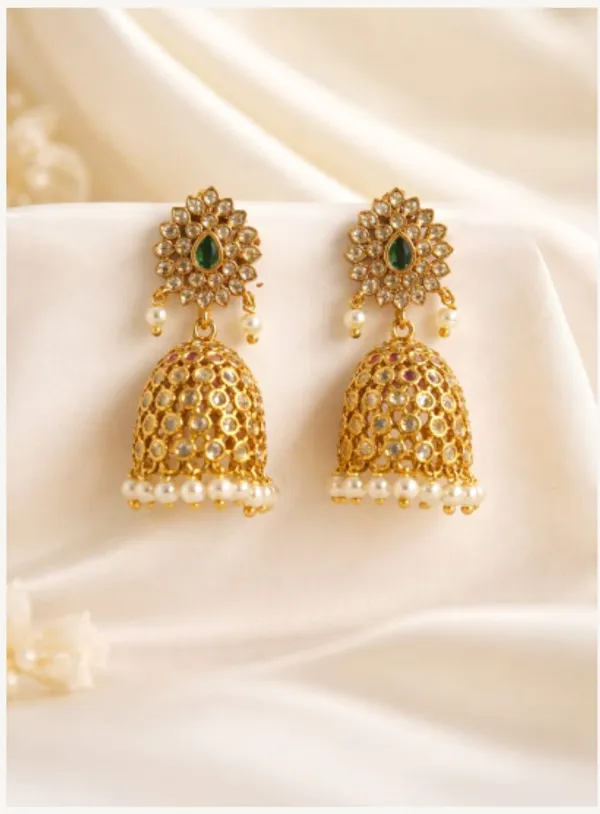 South_Indian_Style_Golden_Copper_Premium_Earrings_For_Women