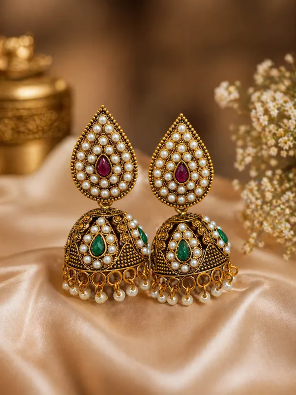 Pearl_Jhumka_Earrings_with_Red_&_Green_Stones_|_Traditional_Ethnic_Gold_Plated_Earrings_for_Women