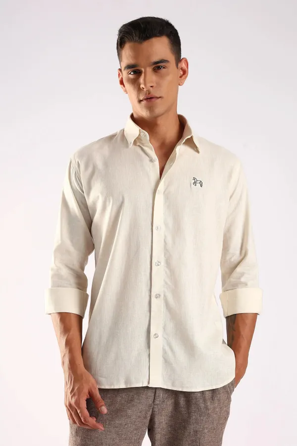 Off_White_Full_Sleeves_100%_Pure_Irish_Linen_Cotton_Shirt_For_Men