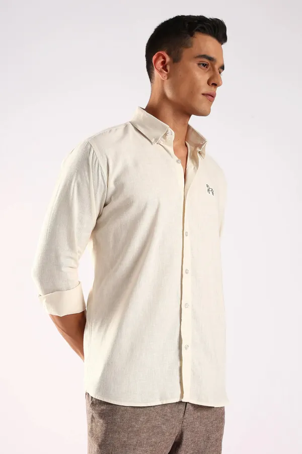 Off_White_Full_Sleeves_100%_Pure_Irish_Linen_Cotton_Shirt_For_Men