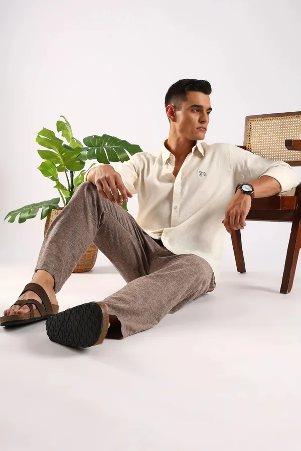 Off_White_Full_Sleeves_100%_Pure_Irish_Linen_Cotton_Shirt_For_Men