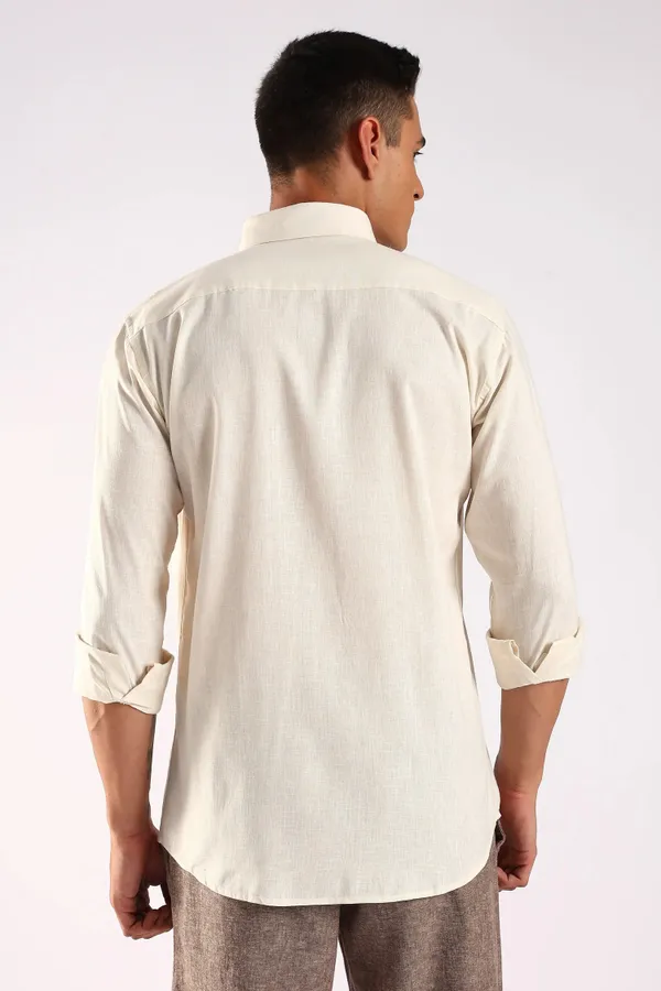 Off_White_Full_Sleeves_100%_Pure_Irish_Linen_Cotton_Shirt_For_Men