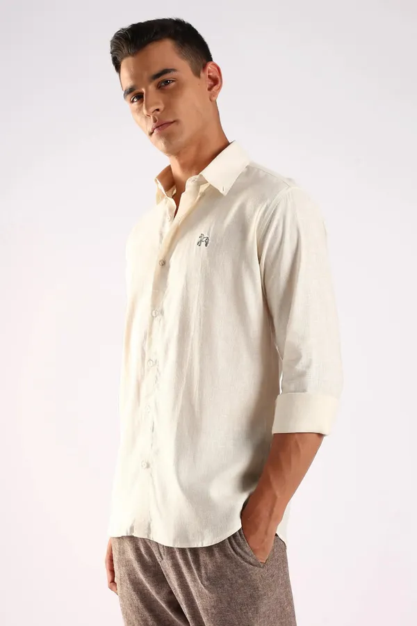 Off_White_Full_Sleeves_100%_Pure_Irish_Linen_Cotton_Shirt_For_Men