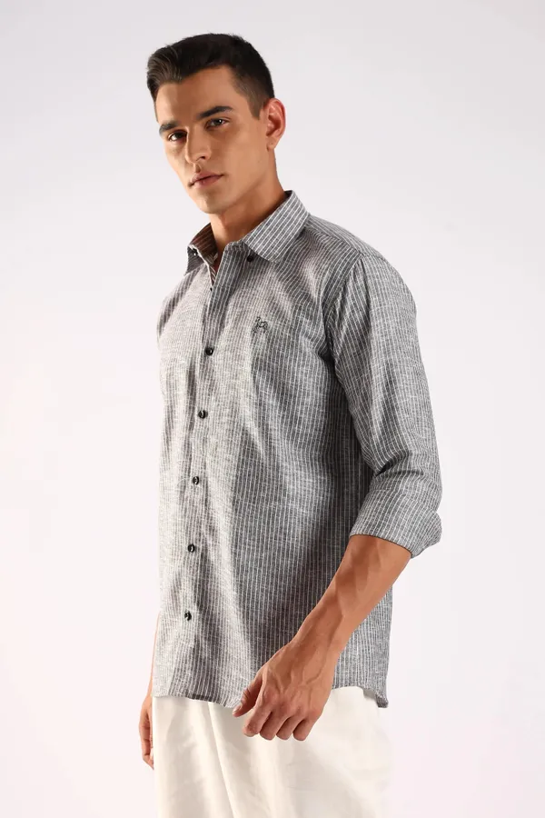 Charcoal_Black_Linen_100%_Pure_Cotton_Striped_Shirt_For_Men