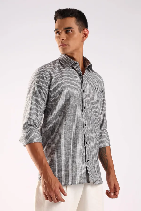 Charcoal_Black_Linen_100%_Pure_Cotton_Striped_Shirt_For_Men